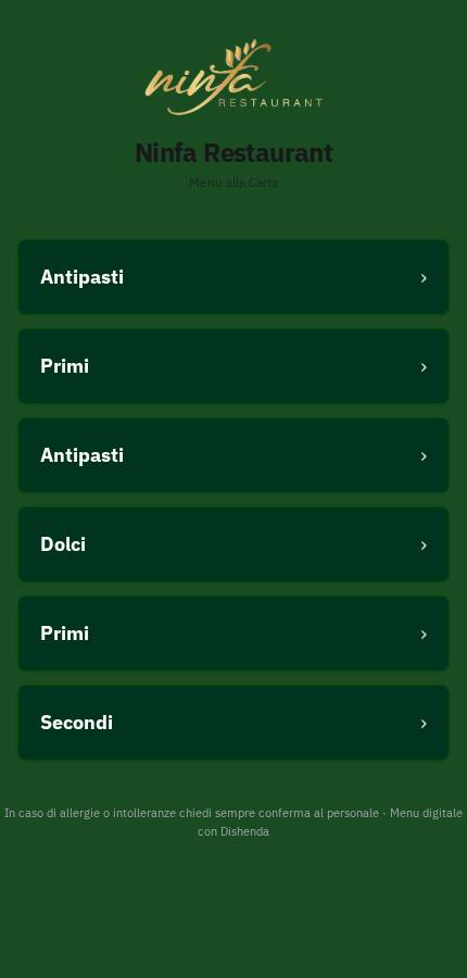 Menu digitale Dishenda su smartphone